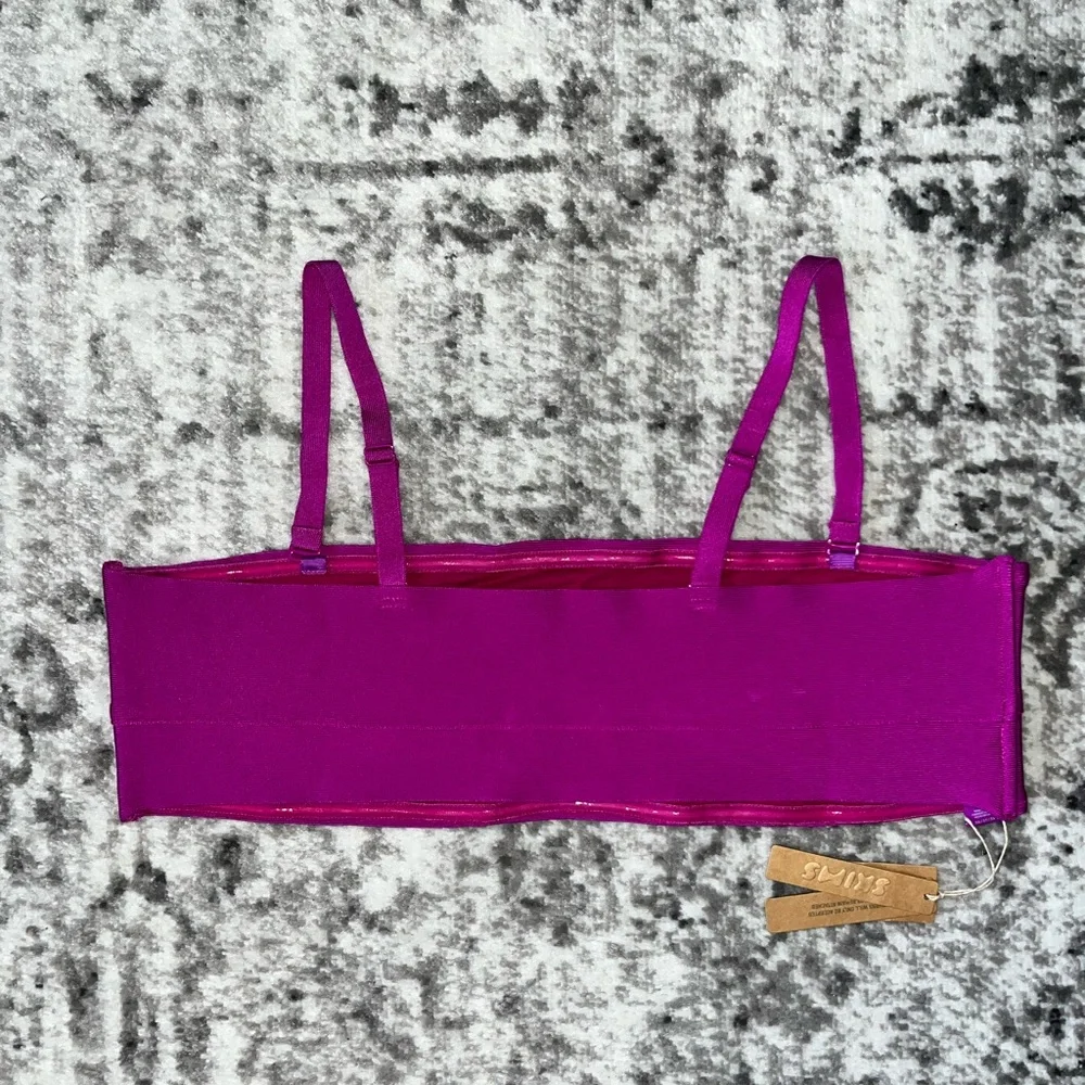 New SKIMS Knit Swim Bandeau Bikini Top in Lollipop